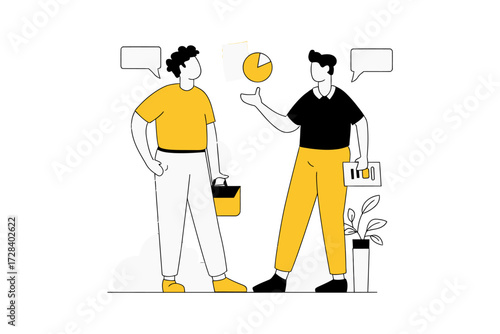 Design business meeting discussion strategy planning teamwork collaboration analysis presentation brainstorming ideas team verctor art illustration png