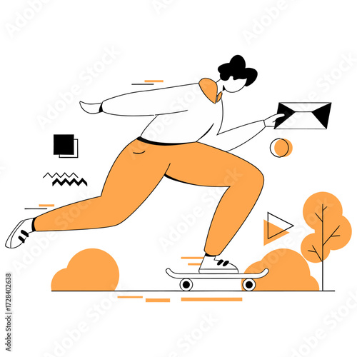 Design skateboarder skateboarding skate boarding trick skater sport extreme sports action lifestyle park outdoor fun verctor art illustration png