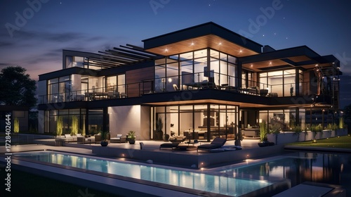 A photo of a sleek triple-story industrial home.