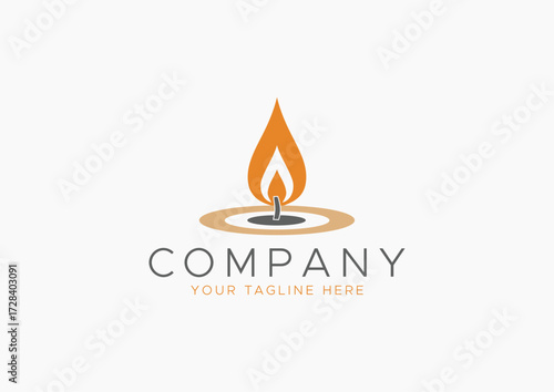 Simple Candle Flame Logo Design, Symbol for Spa, Relaxation, Light, Energy, or Home Decor Business Vector Icon