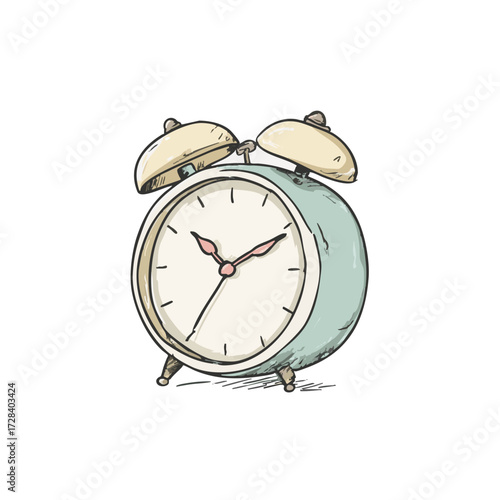 Watercolor Detailed Alarm Clock Illustration for Time Management Concept Artwork