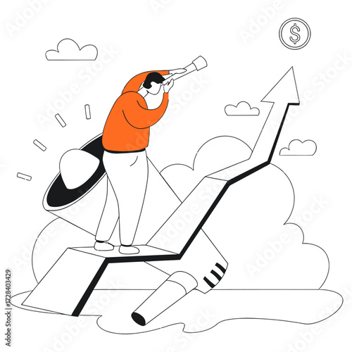 Design business growth strategy vision looking future investment financial success planning opportunity goal target verctor art illustration png