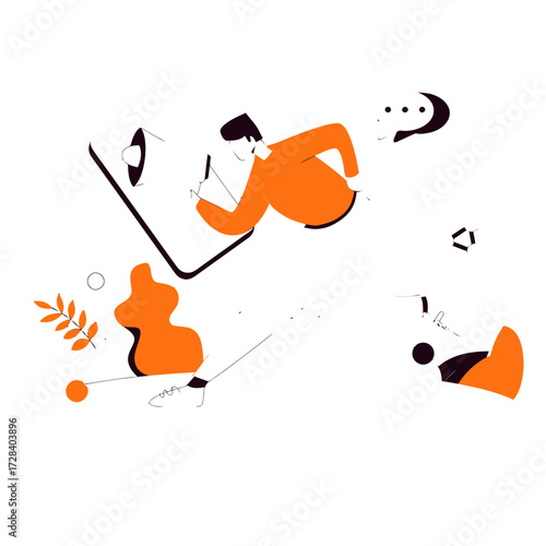 Design man megaphone marketing advertising announcement promotion communication social media message digital strategy verctor art illustration png