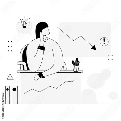 Design business failure loss investment chart decline financial crisis economic downturn market crash recession risk verctor art illustration png