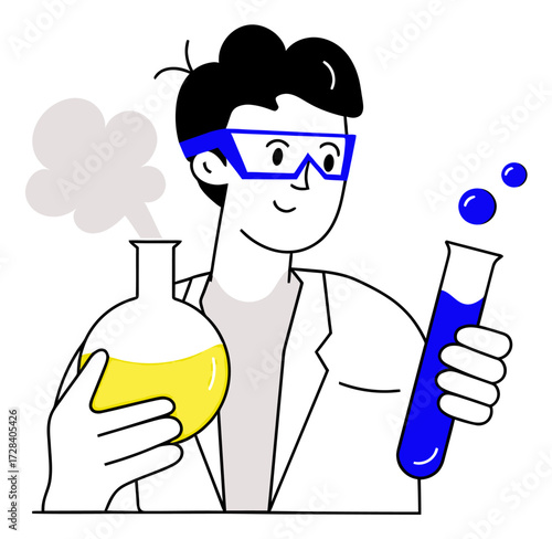 Design science lab equipment experiment beaker test tube safety glasses chemistry research fume hood illustration verctor art illustration png