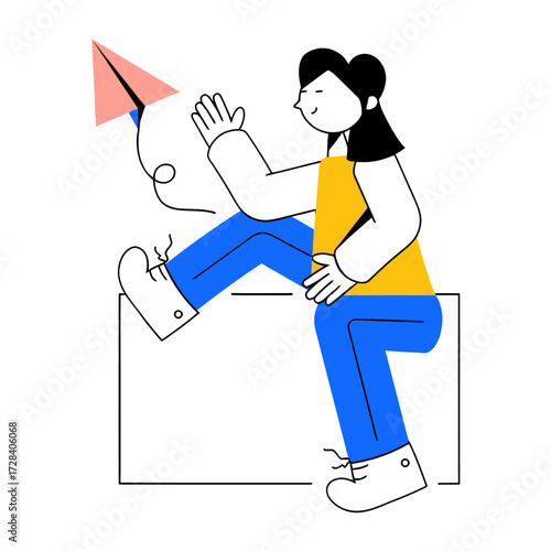 Design paper airplane launch success concept business startup innovation creativity imagination idea vision goal dream verctor art illustration png