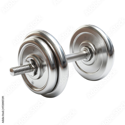 Metallic dumbbell, isolated on white