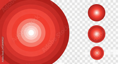 Red circles with concentric rings and transparent background in an abstract design element style created with generated ai