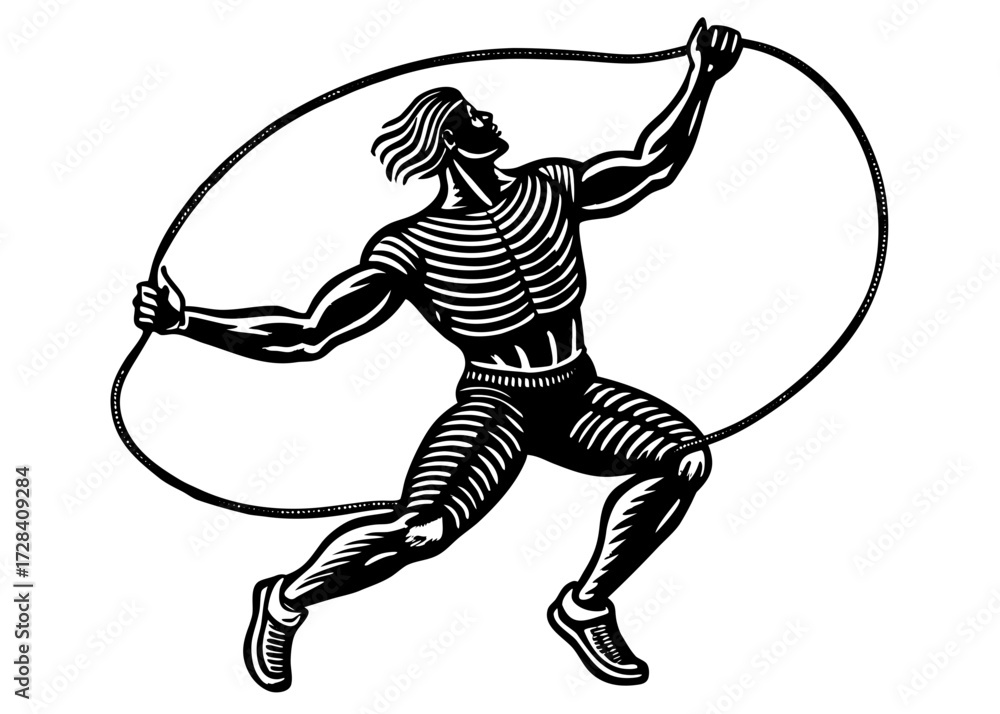 Fototapeta premium Jump Rope Athlete Silhouette, Sports and Fitness SVG, PNG