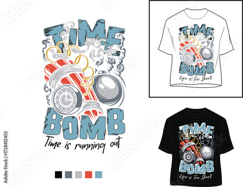 Time is Running Out | Life is Too Short Typography T-Shirt Design | Urgency & Countdown Vector Art Print Design