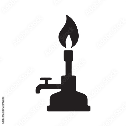 Bunsen Burner icon silhouette vector with white background