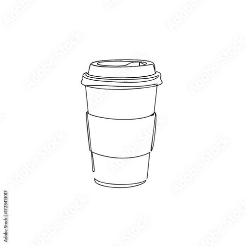 Coffee cup continuous line drawing on white background