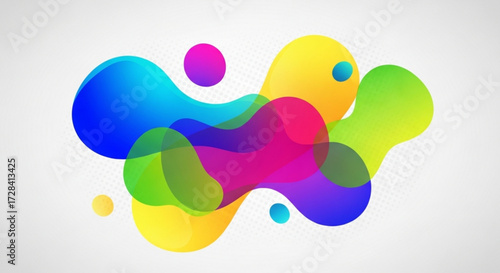 Abstract colorful fluid shapes with gradient effect on a light gray background illustration created with generated ai
