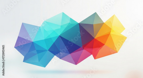 Abstract polygonal shape with vibrant colors creating a modern and geometric design element on white created with generated ai