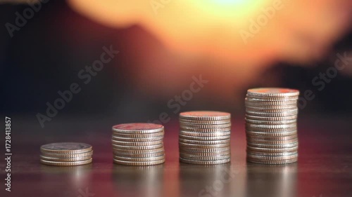 Save money and account banking for finance concept, Hand with coin on blurred background
