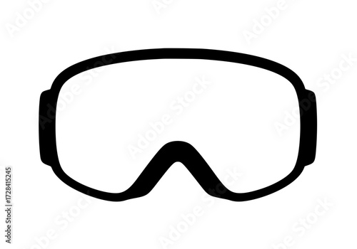Vector art of black ski goggles frame with clear lens cutout