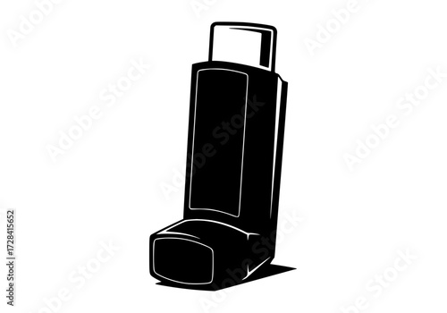 Vector art of black rolling luggage, compact travel suitcase with telescoping handle