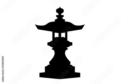 Vector art of traditional japanese stone lantern with intricate roof design