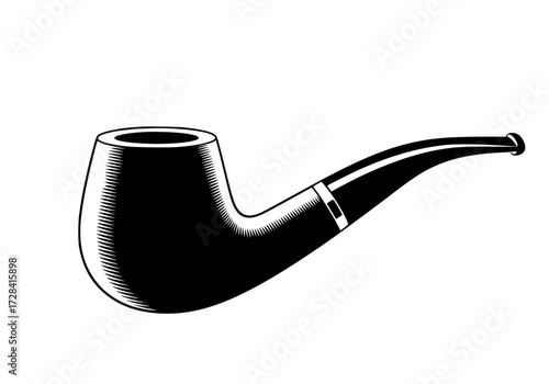 Vector art of classic black wooden tobacco pipe with smooth design