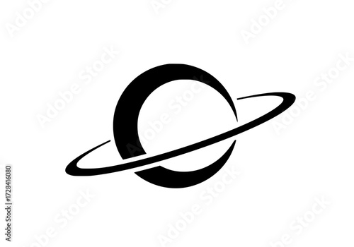Vector art of minimalist black and white orbital ring logo