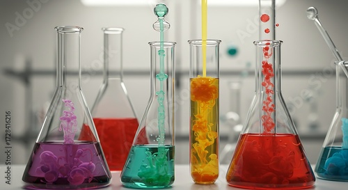 Colorful chemical experiment labware
