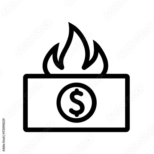Simple Cash on Fire Burn Money Icon