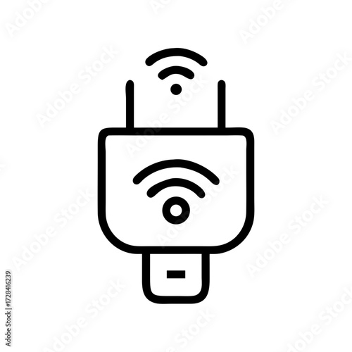 A modern Wi-Fi signal receiver, with two bars and a button