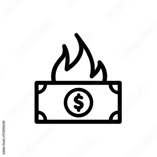 Simple Cash on Fire Burn Money Icon