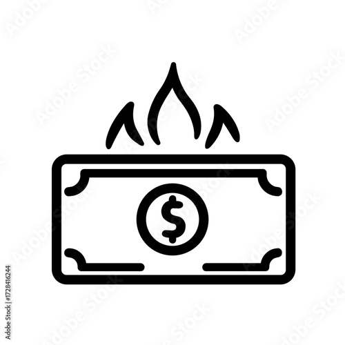 Simple Cash on Fire Burn Money Icon