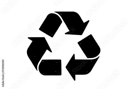 Vector art of black recycling symbol representing ecofriendliness and sustainability initiatives