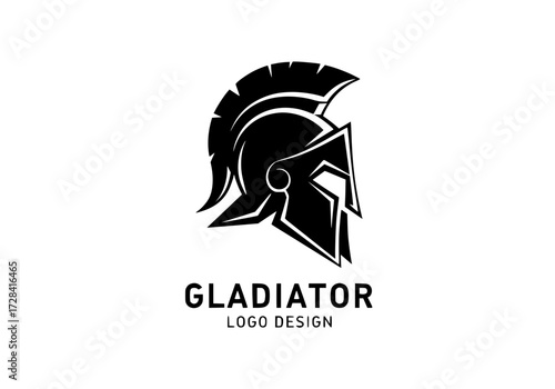 Vector art of gladiator logo design with spartan helmet and bold typography