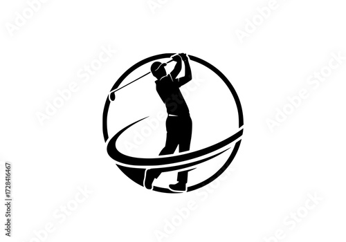 Vector art of minimalist golfer silhouette logo