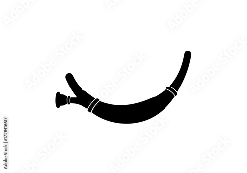 Vector art of black silhouette of curved horn