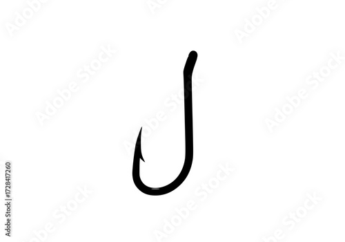 Vector art of black fishing hook with simple and clean design