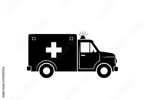 Vector art of black and white ambulance illustration