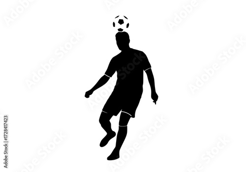 Vector art of soccer player silhouette kicking ball