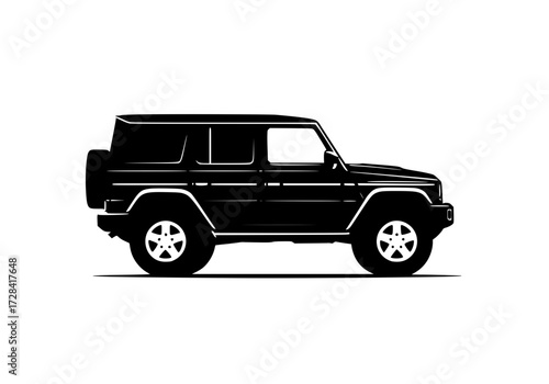 Vector art of black suv vehicle, side view with rugged design and tinted windows