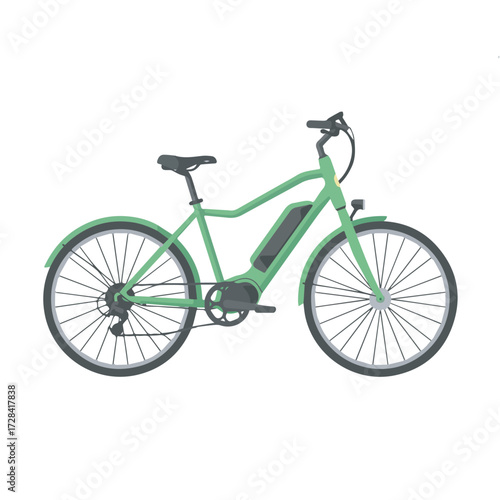 Green Electric Bicycle Illustration for Eco-Friendly Commuting