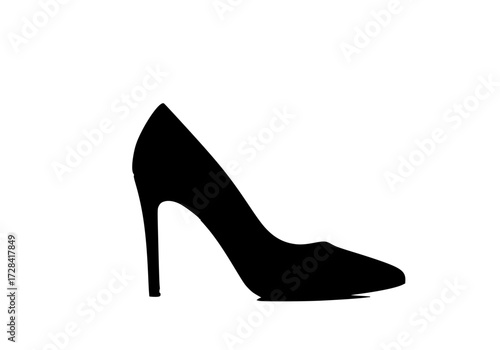 Vector art of elegant black highheel stiletto shoe with pointed toe