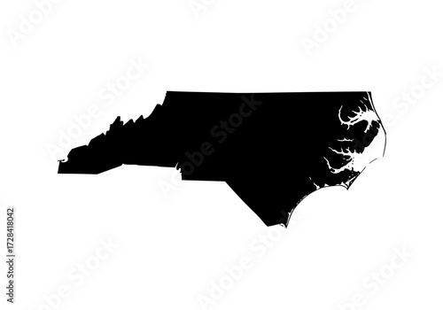 Vector art of black silhouette map of north carolina