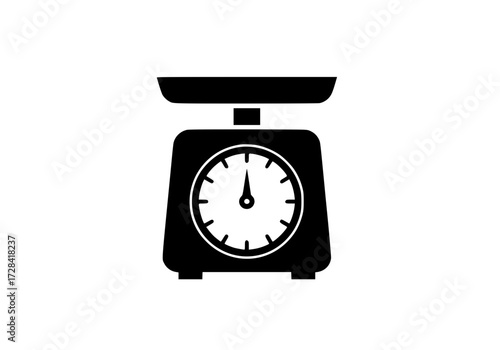 Vector art of black and white illustration of kitchen weighing scale