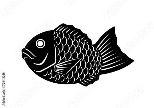 Vector art of black and white fish illustration