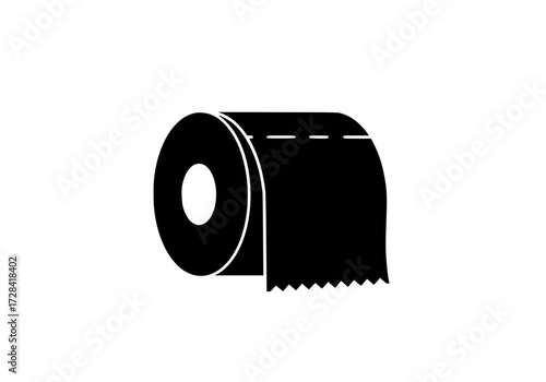 Vector art of black and white toilet paper roll icon