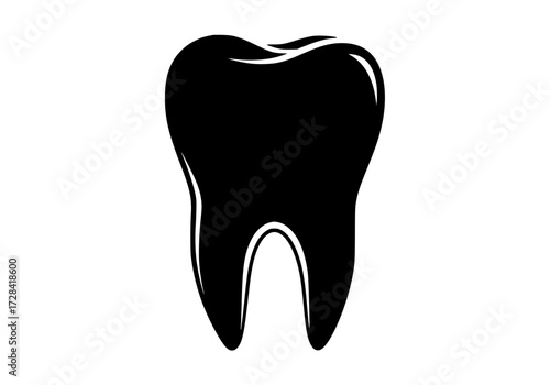 Vector art of black tooth icon for dental and medical designs