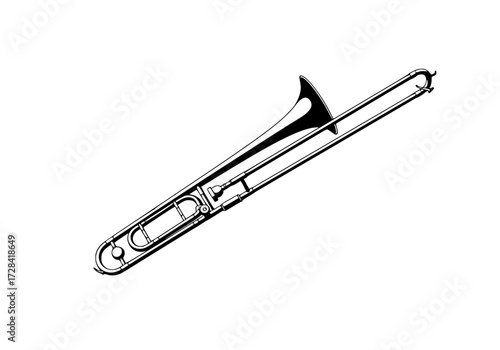 Vector art of vintage trombone musical instrument illustration