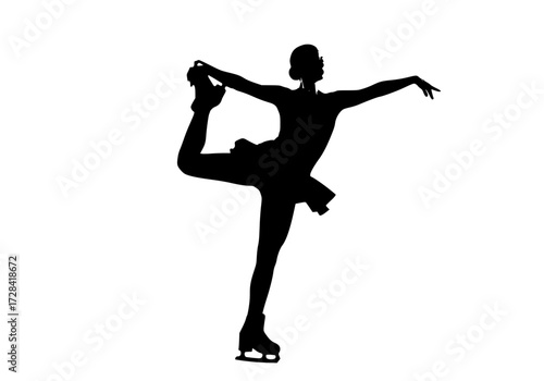 Vector art of silhouette of ice skater in midmovement