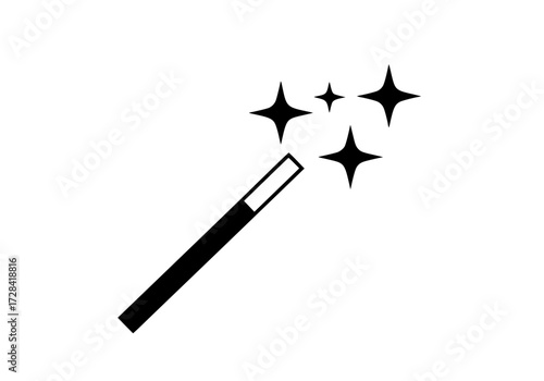 Vector art of magic wand icon with sparkles