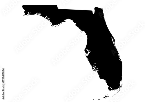 Vector art of black silhouette map of florida state with clean edges and minimalist design