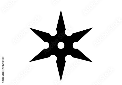 Vector art of black ninja star shuriken with sharp edges and symmetrical design