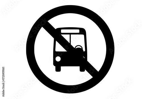 Vector art of no bus allowed traffic sign indicating restricted vehicle access
